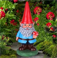 Garden Gnome Holding Mushroom - 14"" Tall