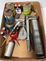 ADVERTISING & OTHER OIL CANS, GREASE GUN & MORE