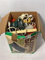 BOX OF ASSORTED EXTENSION CORDS & POWER STRIPS