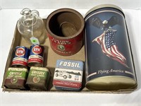 SUPREME MOTOR OIL BANK CANS, UNION LEADER TOBACCO