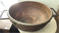 Copper pot with handles, 19 in wide