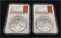 (2) 2022 SILVER AMERICAN EAGLES, MS70 WEST POINT