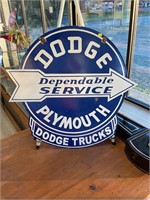 Double Sided Porcelain Dodge Plymouth Trucks Sign
