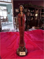 WOODEN LADY IN RED ROBE STATUE