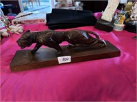 WOODEN PANTHER CARVING