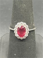 Sterling Silver and Ruby Ring Size 6.75
TW 2.7g