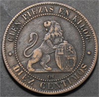 Spain 10 Centimos 1870