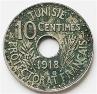 AH1337 Tunisia 10 CENTIMES coin