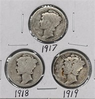 1917,1918,1919 Silver Murcury Dimes