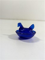Vintage Mini Cobalt Blue Hen on Nest