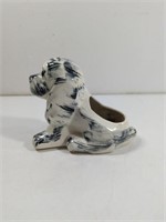 Vintage Puppy Dog White and Black Planter Ceramic