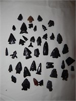 Lot of Obsidian Indian Arrowheads