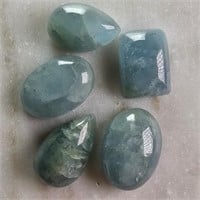 34.50 Ct Cabochon Aquamarine Gemstones Lot of 5 Pc