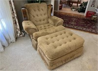 Sears Upholstered Country Gold Chair & Ottoman