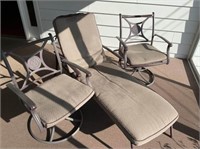 Three-piece patio set lounge chair with two