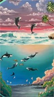 Dolphin Oil on Canvas by Peter J