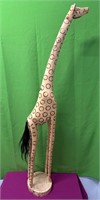 Hand Carved Wood Giraffe Statue