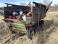 JD Forage Wagon, wood side & floor, w/Misc.