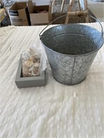 Galvanized bucket and shells