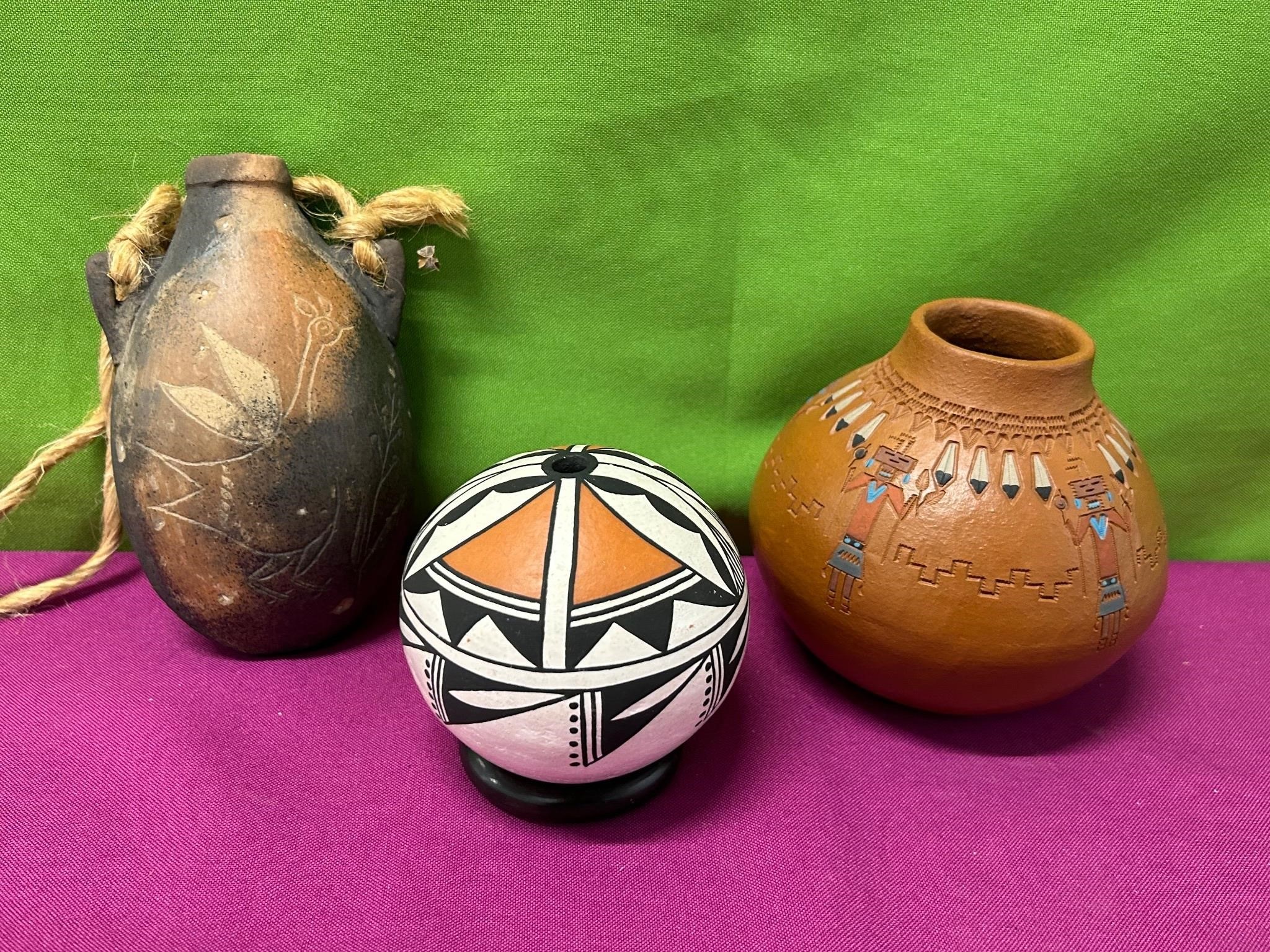 Acoma, Dineh + Signed Pottery Vases