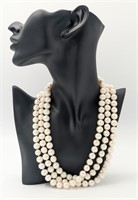 3 Strand Pearl Necklace With Toggle Closure
