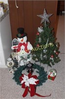 Decorated Christmas Tree & Snow Man & More