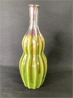 Pottery Bottle Vase with Deep Ribbing Design