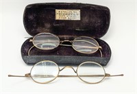 2 Pairs Of Antique Eyeglasses With Case