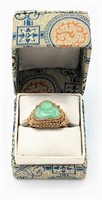 Jade Buddha Ring Marked "Silver"