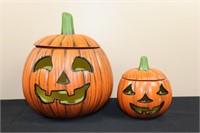 Pair of Jack-O-Lanterns (Left 10" Tall, Right 5.5"