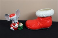 Christmas Mouse & Boot (Mouse 5" Tall, Boot 5.25"
