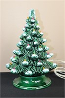 Green Ceramic Christmas Tree w/ Snow & Multicolor