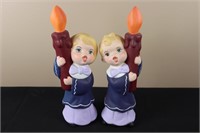 Pair of Carolers w/ Candles (10.75" Tall)