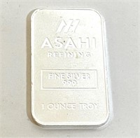1 Troy Ounce Fine Silver Bar .999 Asahi