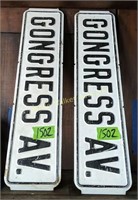 2 Metal Congress Ave Street Signs 24x6"