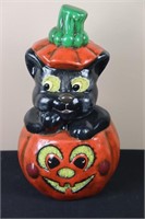 Black Cat in Jack-O-Lantern (12.5" Tall)