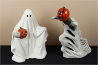 Pair of Ghosts w/ Jack-O-Laterns (10.5" Tall)
