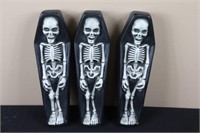 Set of 3 Skeletons in Coffins (7.25" Tall)