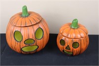 Pair of Jack-O-Lanterns (Left 7.5" Tall, Right 5.5