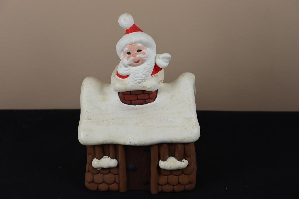 Santa in Chimney Trinket Dish (9" Tall)