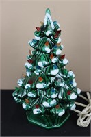 Green Ceramic Christmas Tree w/ Snow & Multi-Color