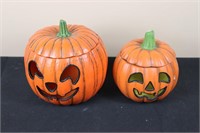 Pair of Jack-O-Lanterns (Left 6" Tall, Right 5.5"