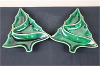 Pair of Christmas Tree Dishes (12" Long)
