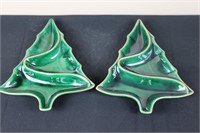 Pair of Christmas Tree Dishes (12" Long)