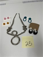 Jewelry Earrings Heart Theme Necklace