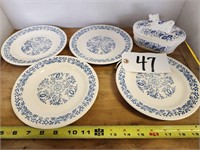 (4) Oxford Plates, Butter Dish