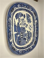 Early Blue Willow Exportware Meat Platter