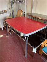 Red Formica Top Table Chrome Legs