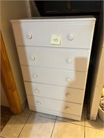 Chest 5 Drawer White Colored Wooden