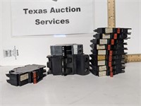 $148 Lot of 12 circuit breakers SEE PIC for AMPS